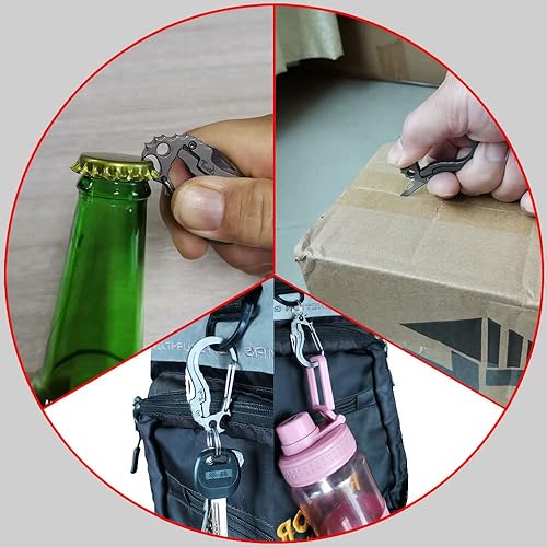 Miniatura 4 de Clip de llavero de mosquetón de titanio, 3 en 1, soporte para llavero múltiple, clip de liberación rápida de tamaño de palma EDC para regalo de