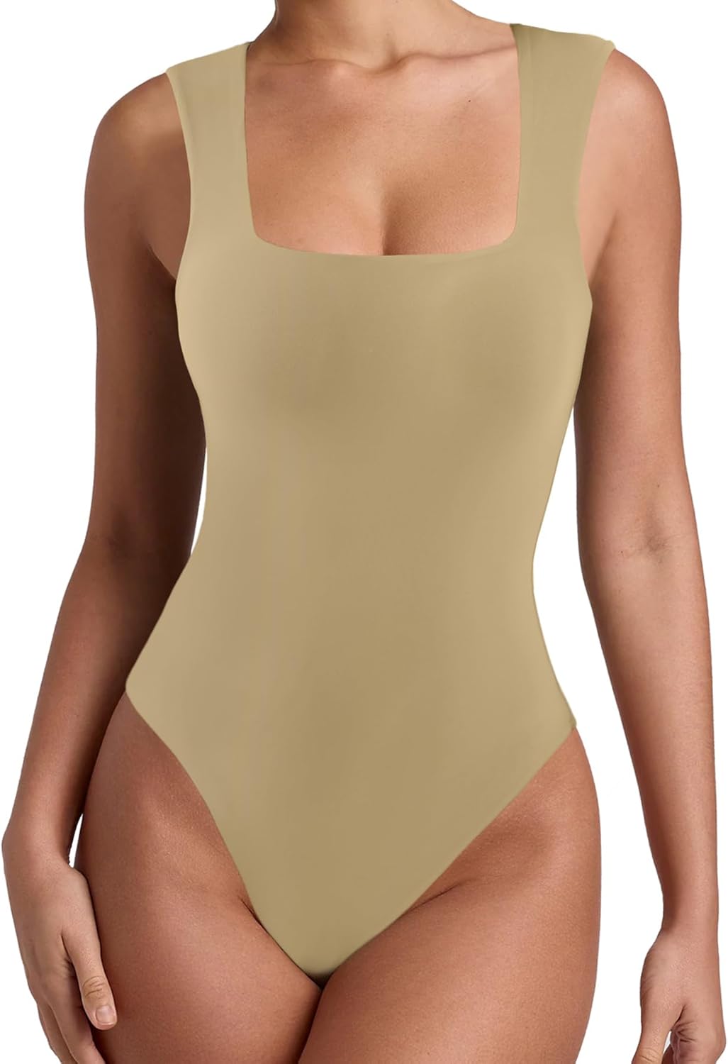 WAYMAKER Womens Sleeveless Bodysuits Square Neck Sexy Going Out Tank Tops Body Suit