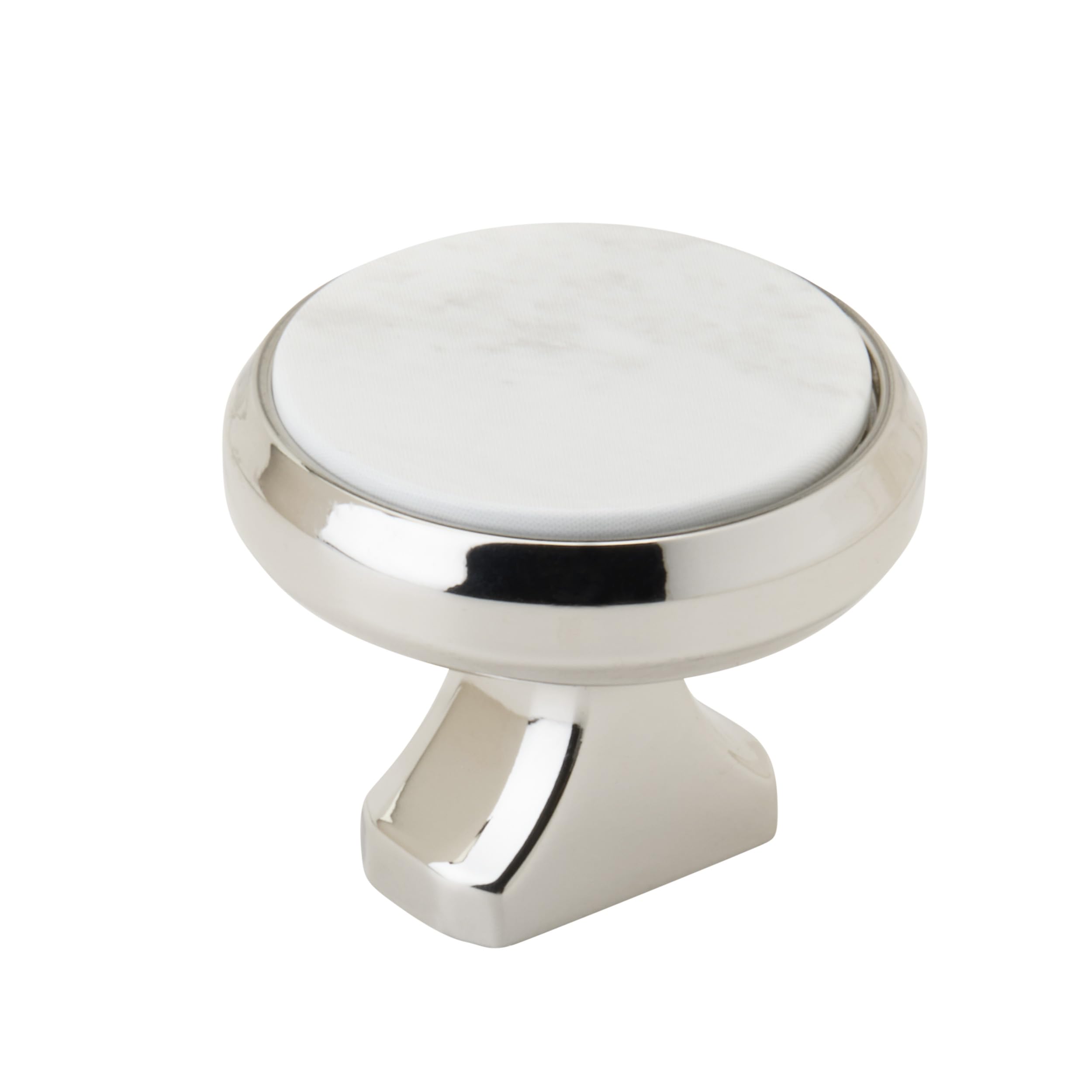 Bouton de placard en nickel poli et marbre blanc 35mm Amerock Posh