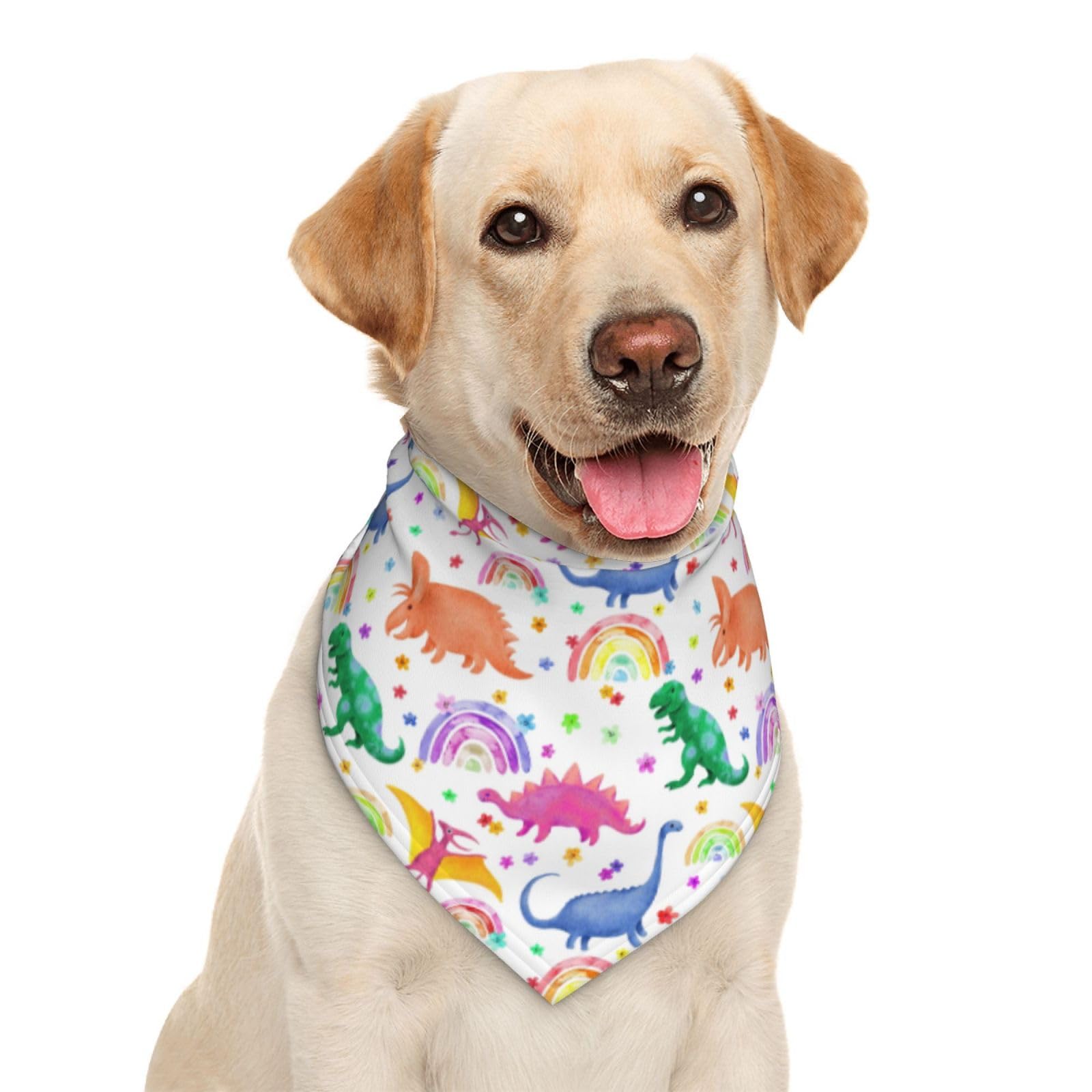 Dinosaurs Rainbow Colorful Dog Bandana Scarf Triangle Bibs Pet Accessories Cat Kerchief