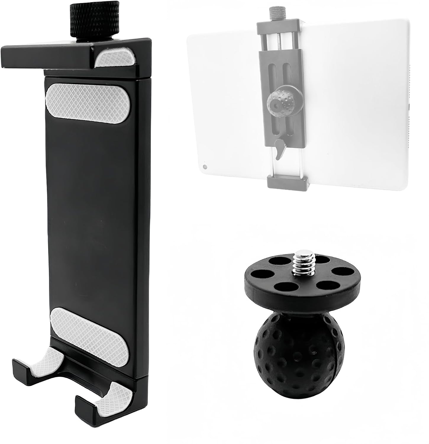 Aluminum Alloy Tablet Holder with 1" (25mm) Ball Head Adapter Compatible with RAM mounts B Size Double Socket arm and Car Mount, 360° Tablet Mount for i Pad and Other Devices from 4.7-9.8"