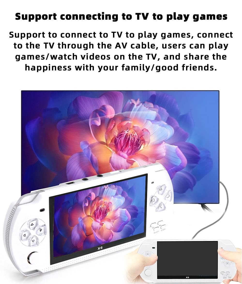 JXD 4.3 pulgadas Consola portátil X6 Compatible con Múltiples Simuladores Consola de Videojuegos retro Reproductor MP3/4/ebook Salida de TV Guarda el progreso del juego Regalos Navideños