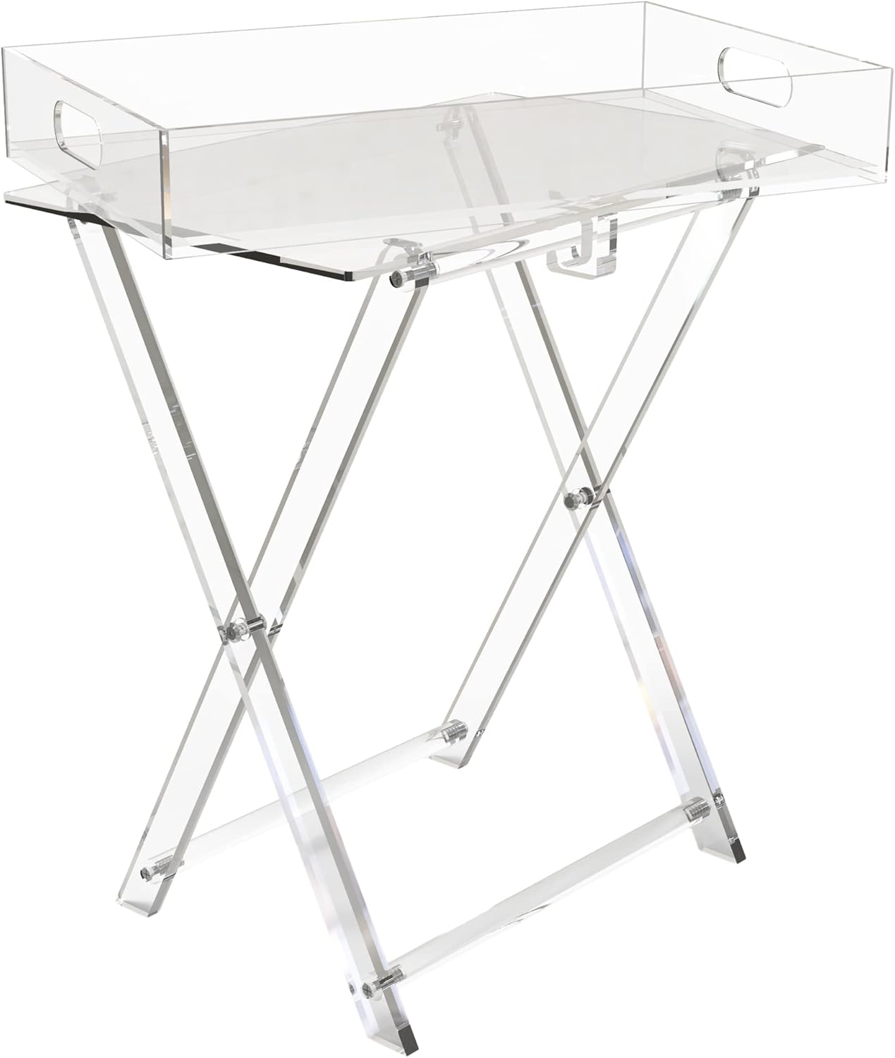 CRYSFLOA TV Tray with Removable Tray Acrylic Folding TV Tray Table