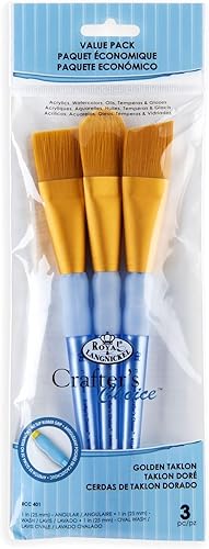 Royal Brush Crafter's Choice Golden Taklon - Juego de brochas (3 por paquete) multicolor