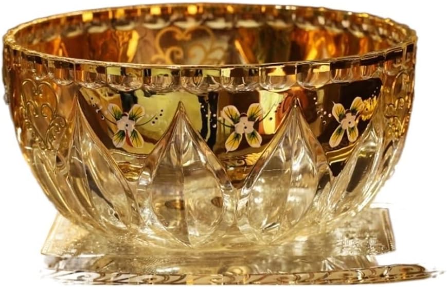 Living Room Household Fruit Plate Traced Gold Line Coffee Table Glass Dried Bowl Ornament