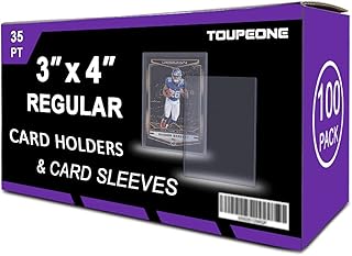 Toupeone 3" x 4" Top Loaders and Penny Sleeves Bundle, Including 100 35pt Toploader and 100 Clear Soft Card Sleeves Hard P...