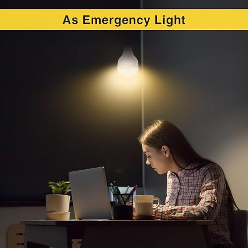Miniatura 4 de LAMPLIFE - Bombillas recargables de 2600 mAh con control remoto, bombilla de emergencia alimentada por batería para lámpara sin electricidad, luces