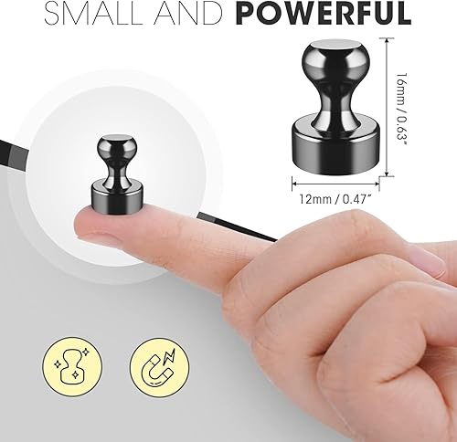 Vista 23 de Grtard Paquete de 24 pines magnéticos, imanes de nevera para pizarra blanca, imanes para refrigerador, imanes pequeños y fuertes para oficina