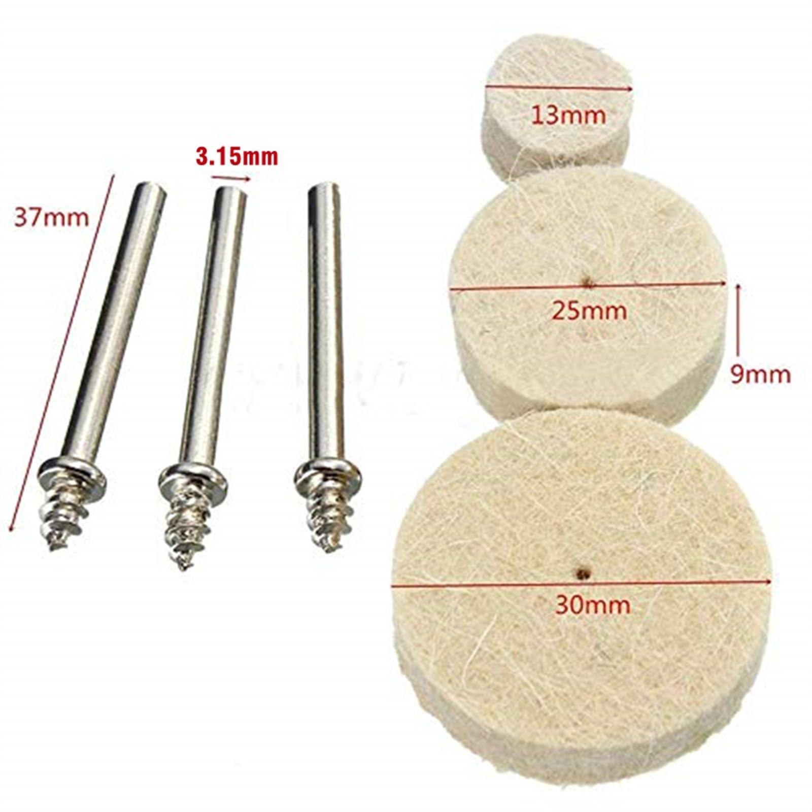 Tarcze Polerskie, Tarcze Listkowe Filc Wełniany Ścierna Tarcza Polerska Nakładka Polerska Szczotka Szlifowanie Głowica Szlifierska Wymiana Trzpienia 3Mm/64Pcs