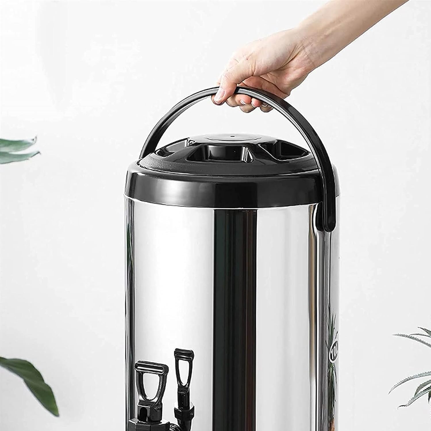 erogatore di acqua calda e fredda, bollitore termostato, dispenser per bevande in acciaio inox, grande capacità, 10-12 ore, nero 8L