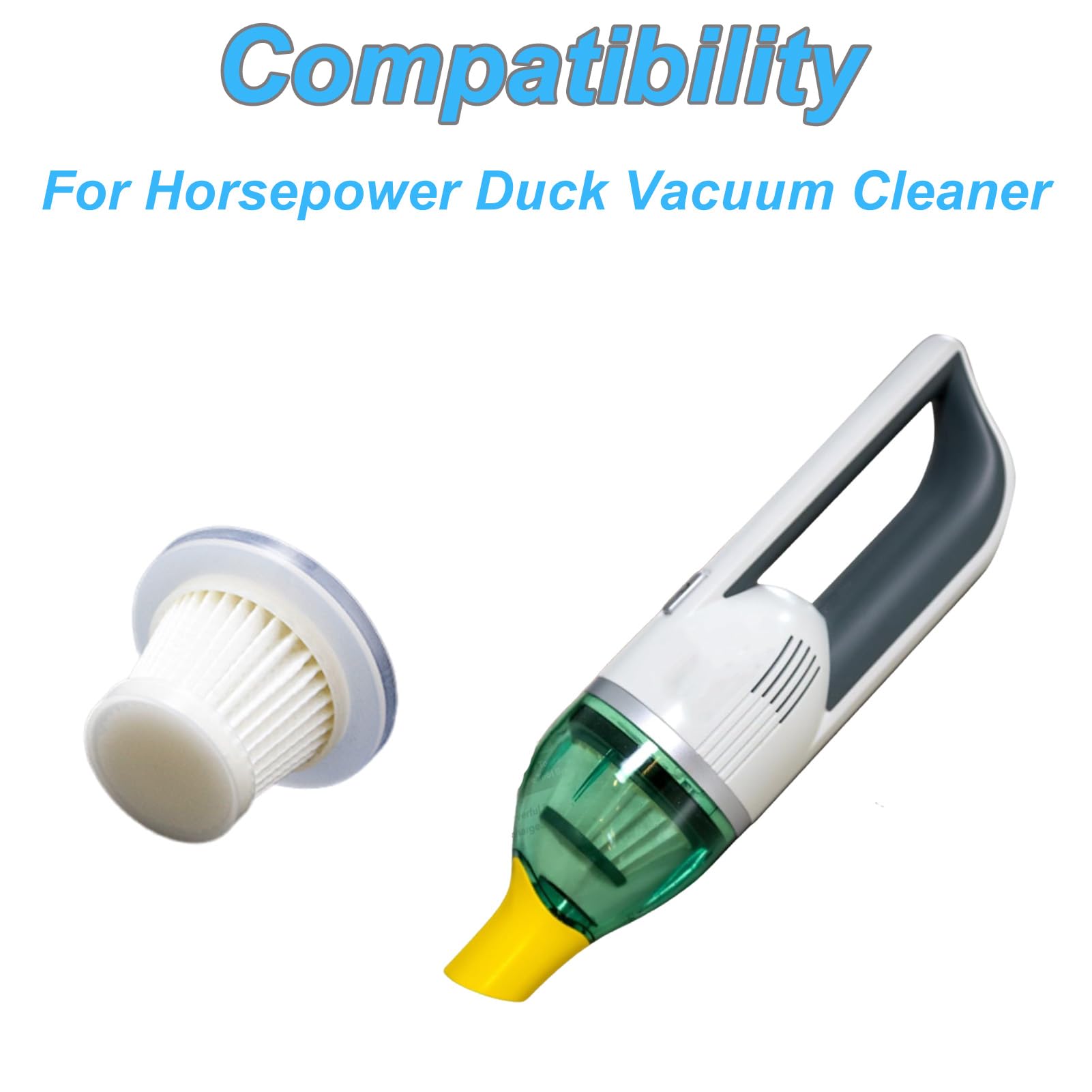 4 Pack HEPA Filters Replacement for Horsepower Duck Vacuum Cleaner, Accessories KIts Washable Filters, White