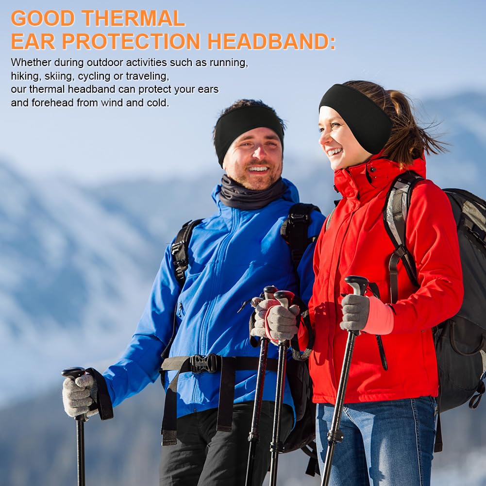 Flintronic Fascia Sportiva Invernale per Donna e Uomo, 2 Pezzi Fascia per Capelli Invernale, Fascia Paraorecchie In Pile, Fascia Capelli Invernale Sportiva per Corsa, Escursionismo, Ciclismo, Yoga
