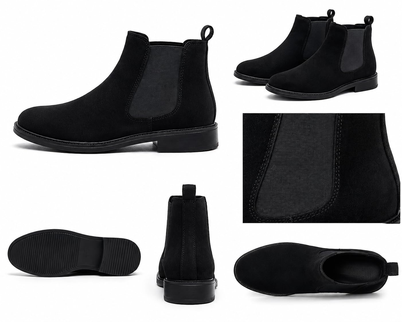 Black Suede Chelsea Boot for Men, Slip-On with Pull Tab, PVC Sole-picture-22