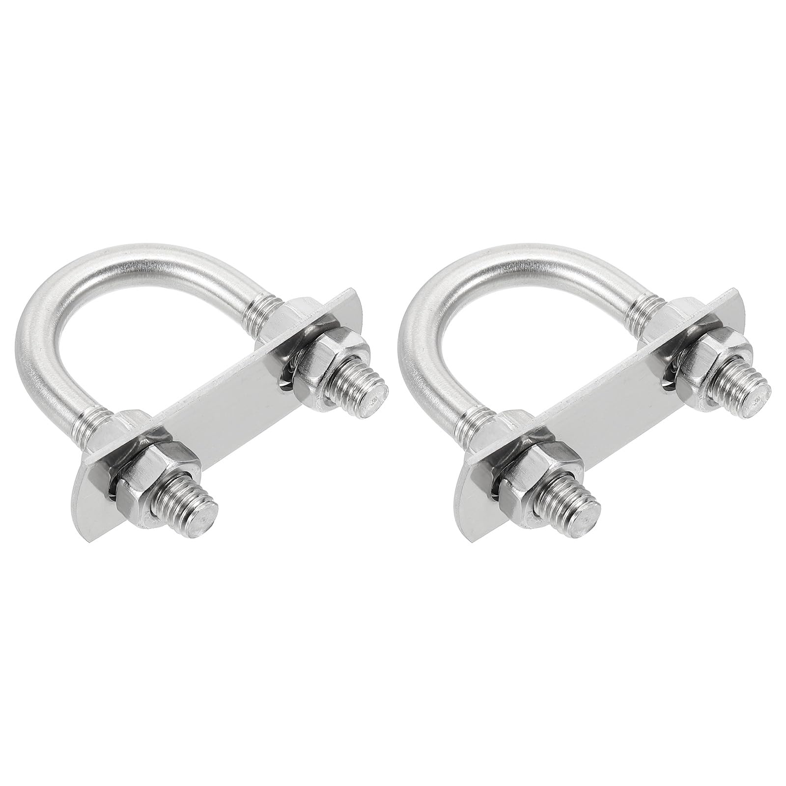 sourcing map M8 U-Bolts, 2 Sets 27mm(1.06") Inner Width 55mm Length 304 Stainless Steel Round Bend U Clamp with Nuts and Plates for Ski Boat, Fishing Boat