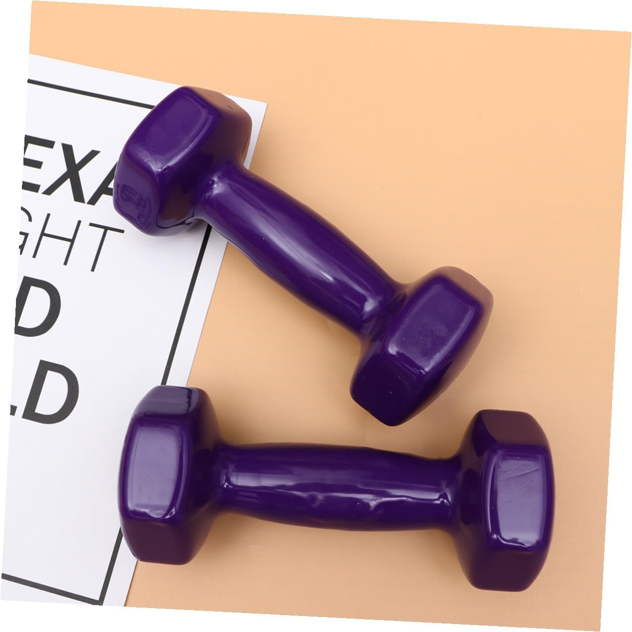 Mikinona 2PCS Non-slip Plastic Dipped Cast Iron Dumbbells Each Unisex Fitness Hand Weights for Gym Workouts Strength Training and Muscle Toning Purple