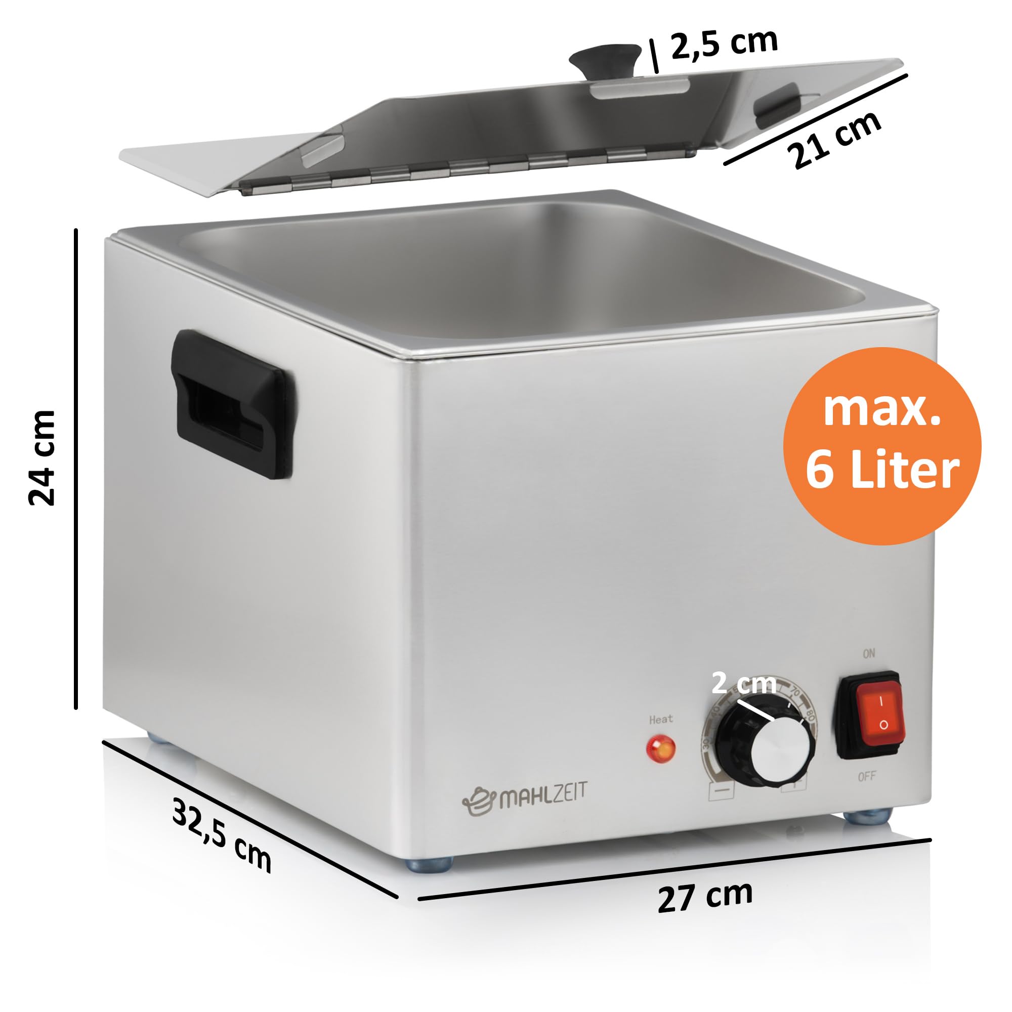 Mahlzeit Chauffe-saucisses électrique en Acier Inoxydable - 29,5 x 34,5 x 24 cm - Chauffe-Saucisse - Gastro - 220-240 V - 1200 W - Réchauffeur à Saucisse - Chauffe-Saucisse - Hot Dog