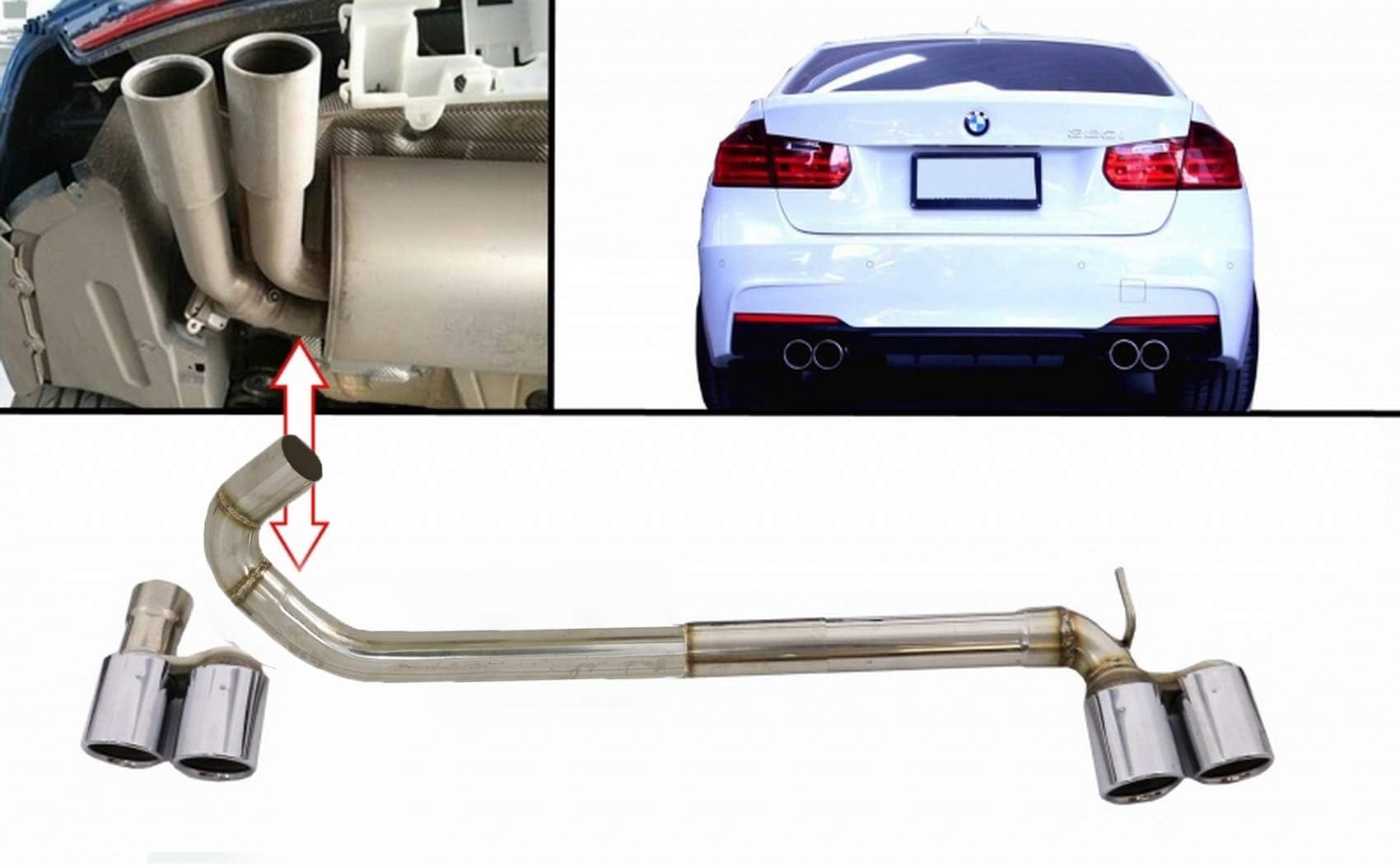 KITT ESBMF30 Twin Double Exhaust Systems Muffler Tips (2011-2018) Sport Design