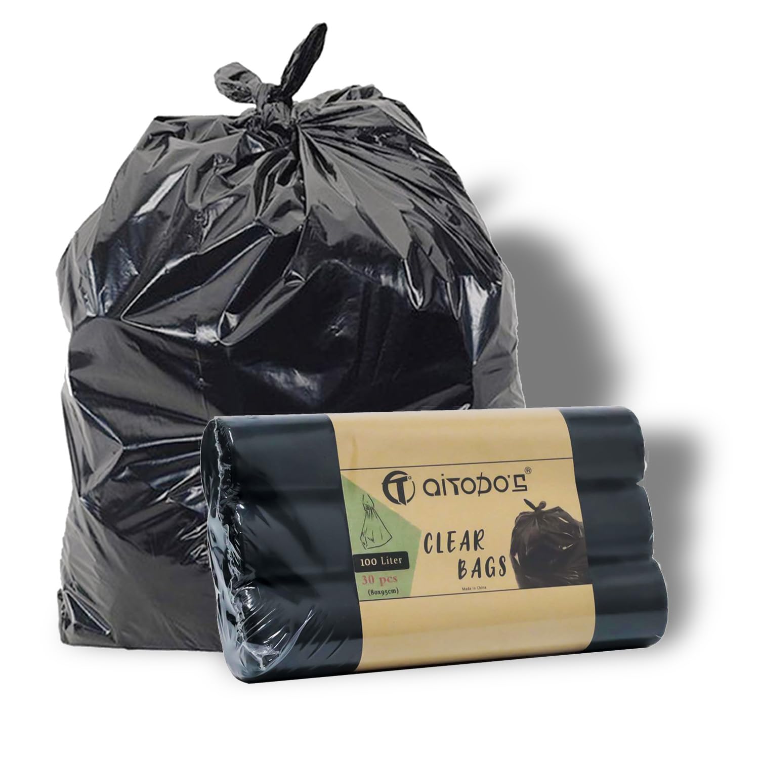 AiTodos® 30PCS Bolsas de Basura para el Hogar 100L, 3 Rollos en Total, 10 Piezas por Rollo, Bolsas de Basura Negras, Material de Polietileno, Bolsa de Basura de Gran Capacidad (95×80cm) Global Recycled Standard Global Recycled Standard Global Recycled Standard