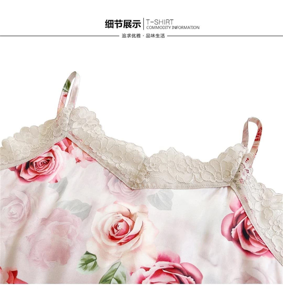 Canotta estiva da donna con stampa floreale in pizzo patchwork senza maniche
