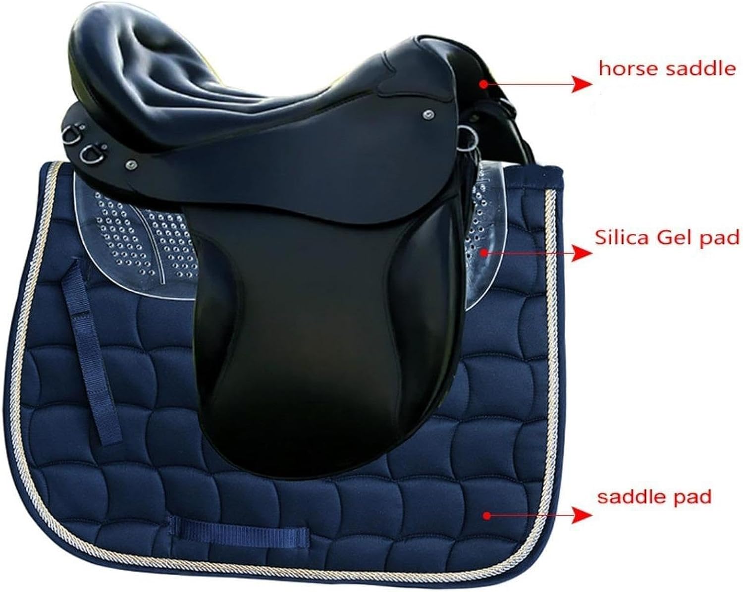 Silicone Gel Saddle Pad with Ventilation, Washable Non Slip Western/English Riding Saddle Pad for Horses