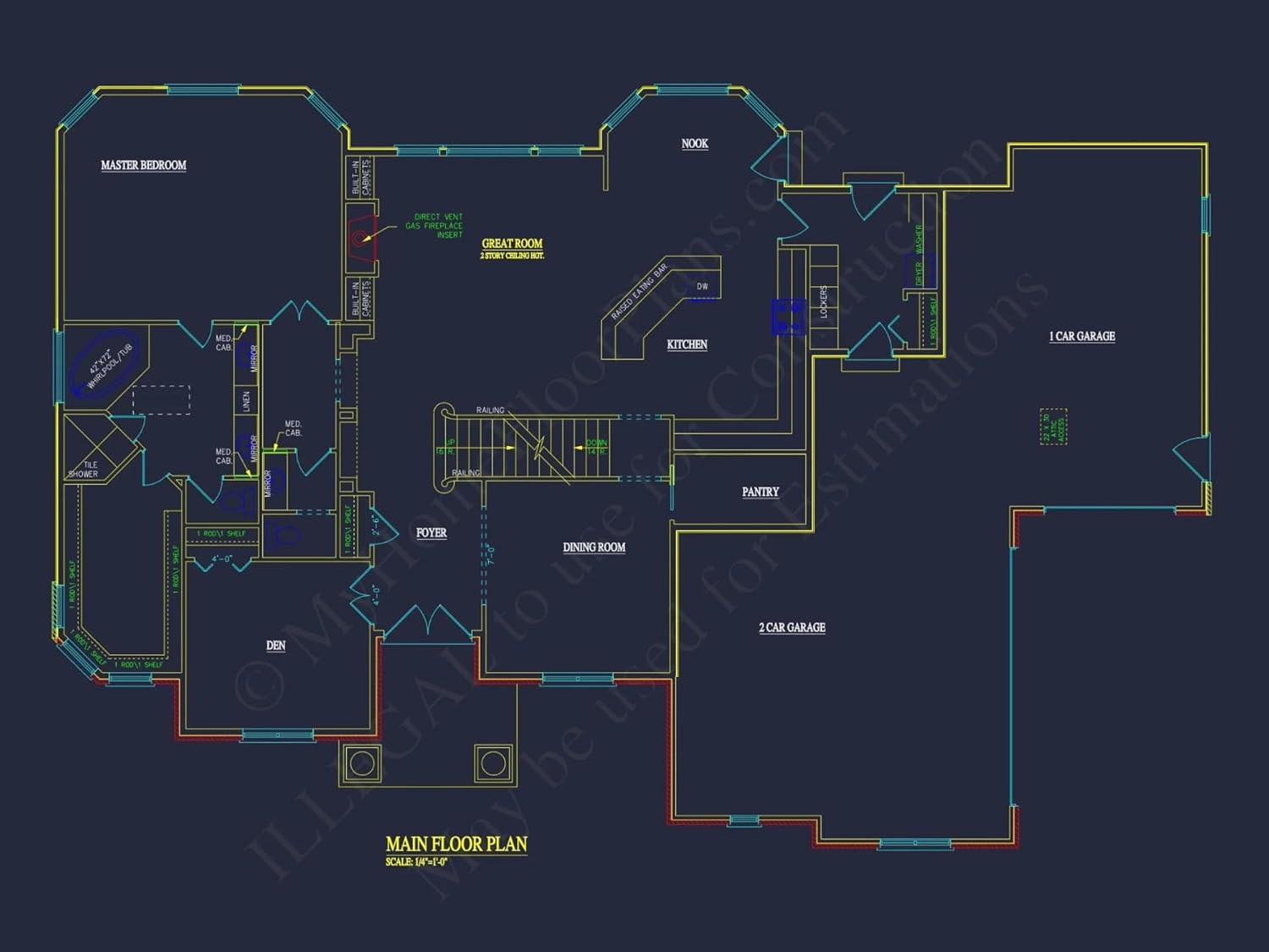 10-1525 HOUSE PLAN - Elegant House Plan with 2-Story Design and Detailed CAD Blueprint