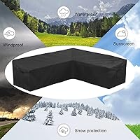 Vista 6 de Funda de sofá seccional para muebles de patio, resistente a la intemperie, resistente a la intemperie, 420D, Oxford, para exteriores, en forma de L