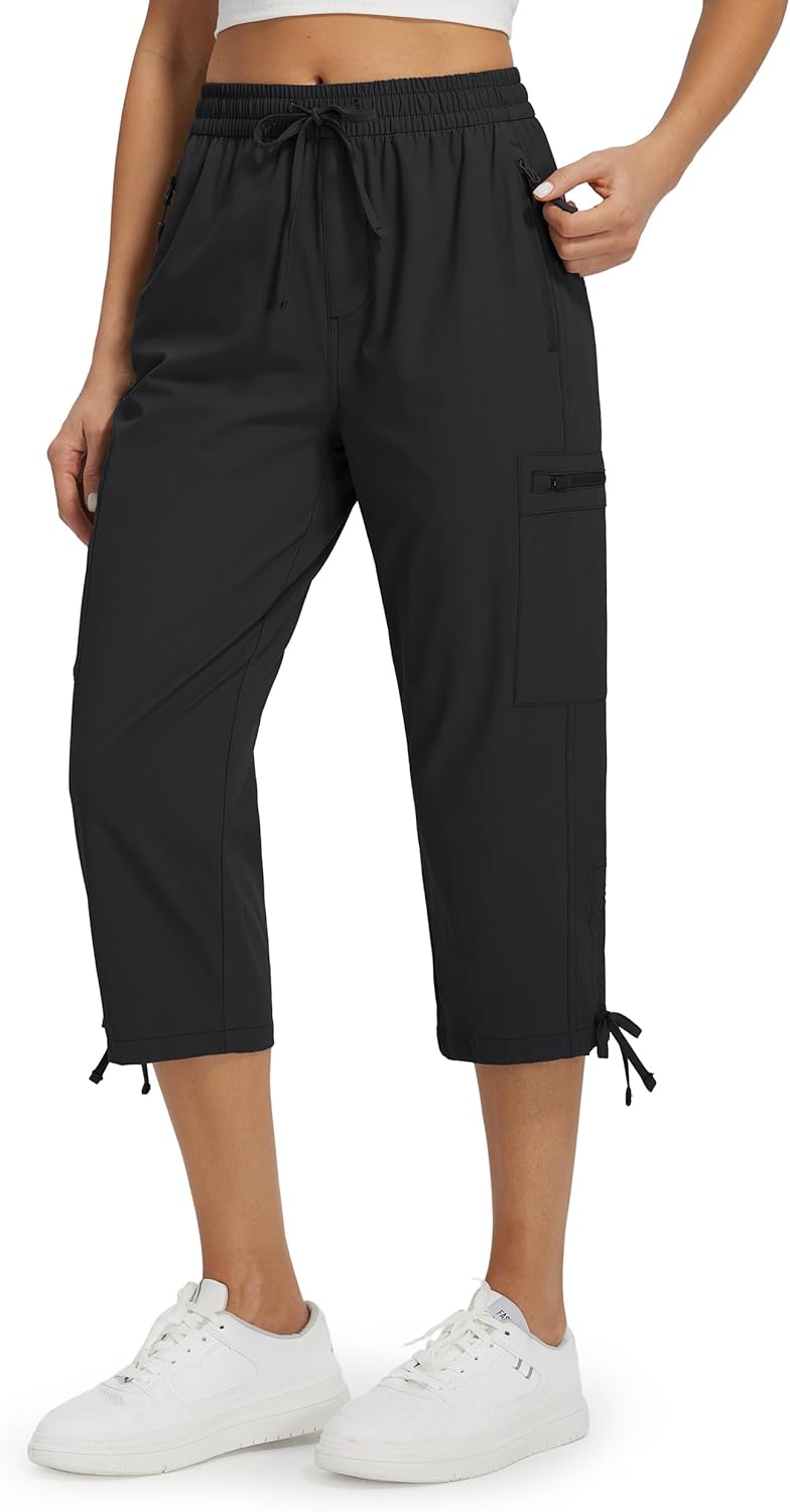 Libin Women's Hiking Capri Pants Quick Dry Cargo Pockets Pants Lightweight Cropped Summer Pant for Travel Casual
