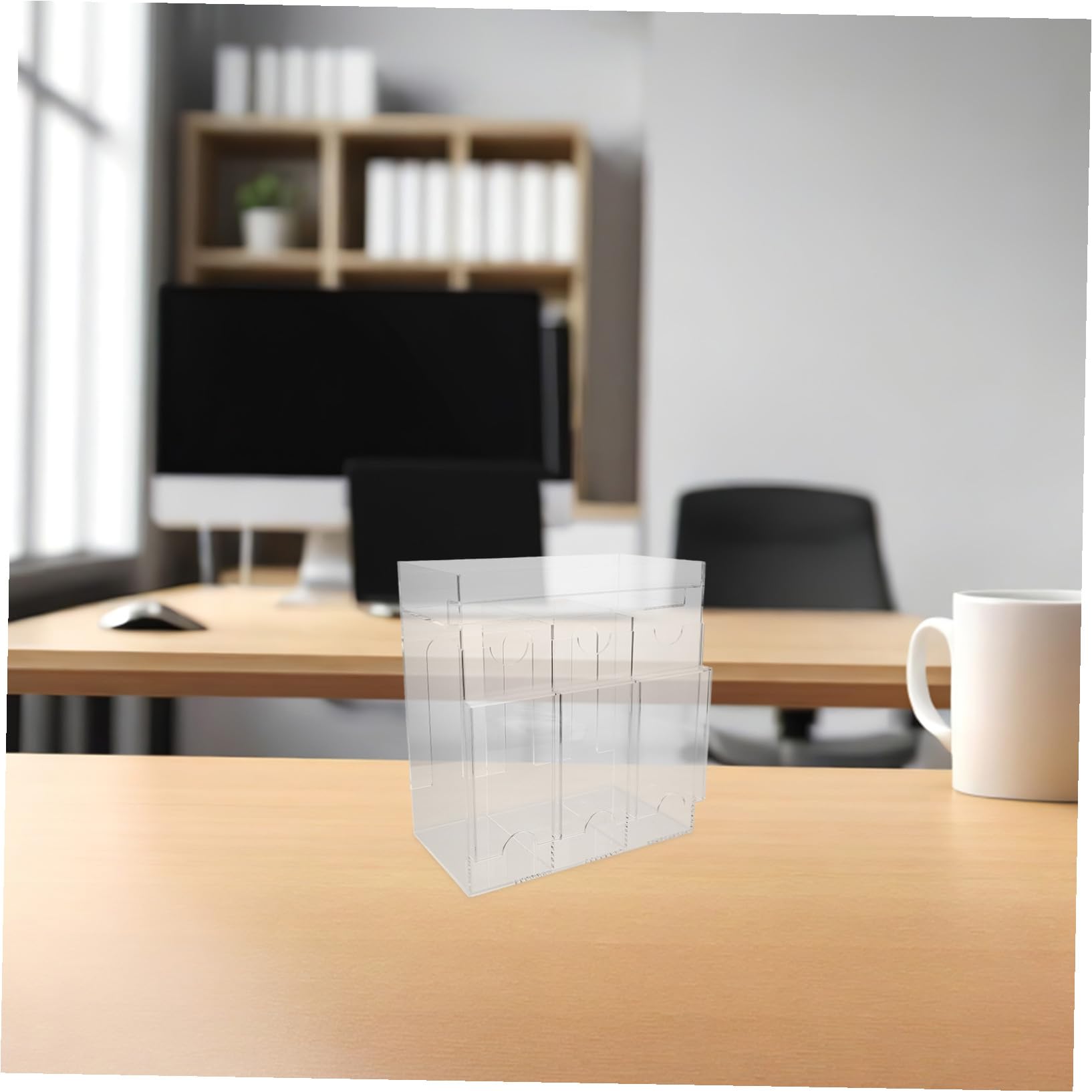 Organiseur de Cartes en Acrylique à Compartiments Multiples pour Cartes Nom