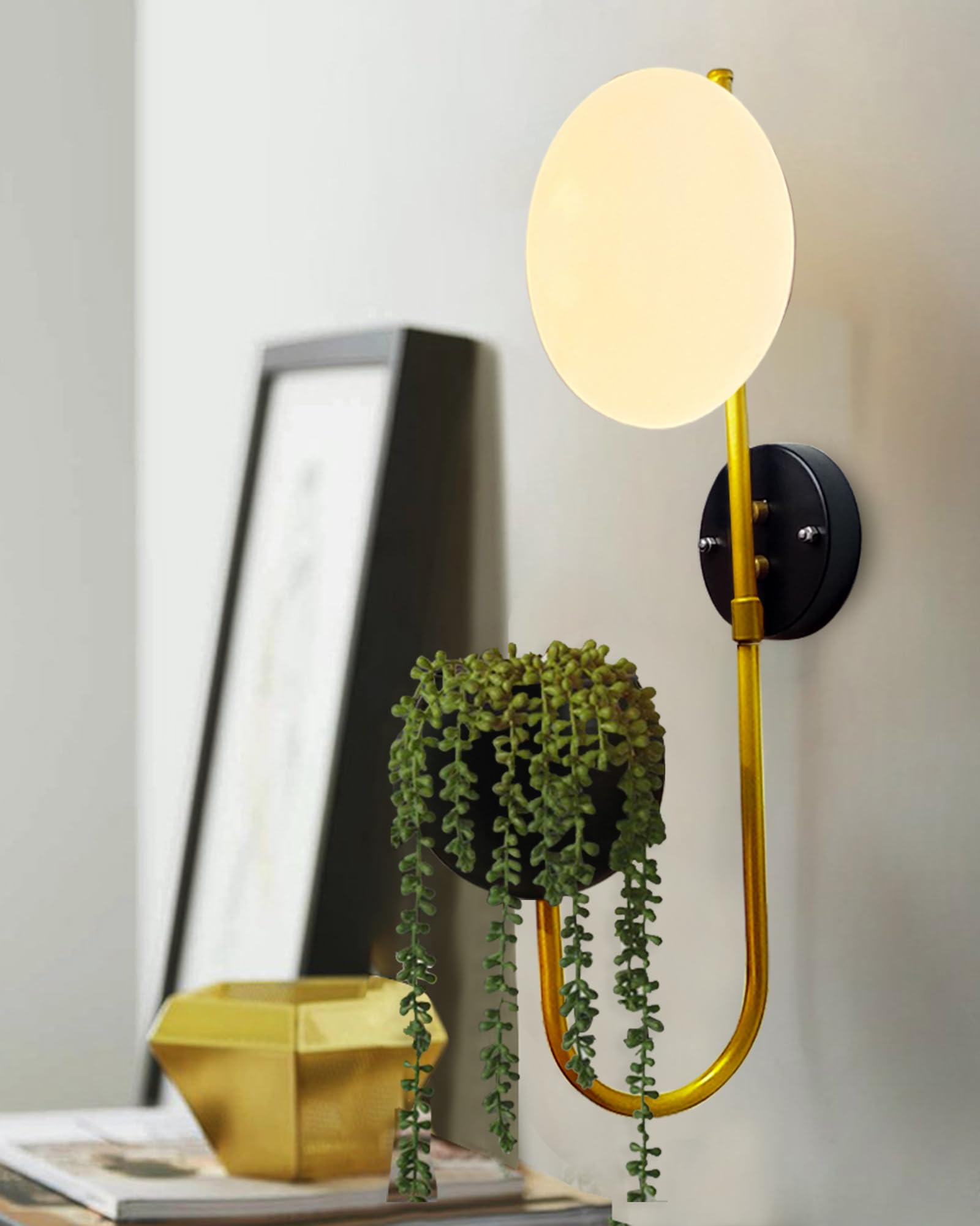 Homesake Metal Wall Light Geometric Wall Lamp, Modern Wall Lamp With Storage Planter For Living Room Study Stairs Bedroom Lights Bedside, (Elliptical, Black) (B0CKN86VSQ) Amazon Price History, Amazon Price Tracker