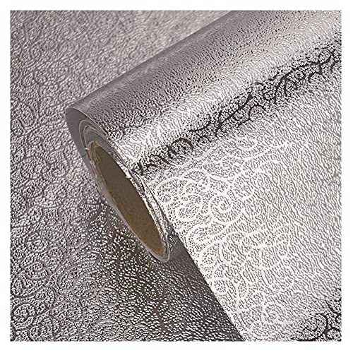 CONPHERON Aluminio Papel Adhesivo Pared Cocina, Papel Aluminio Autoadhesivo Papel Cocina Impermeable a Prueba Aceite para Muebles,40×300 cm (Textura Ratán)