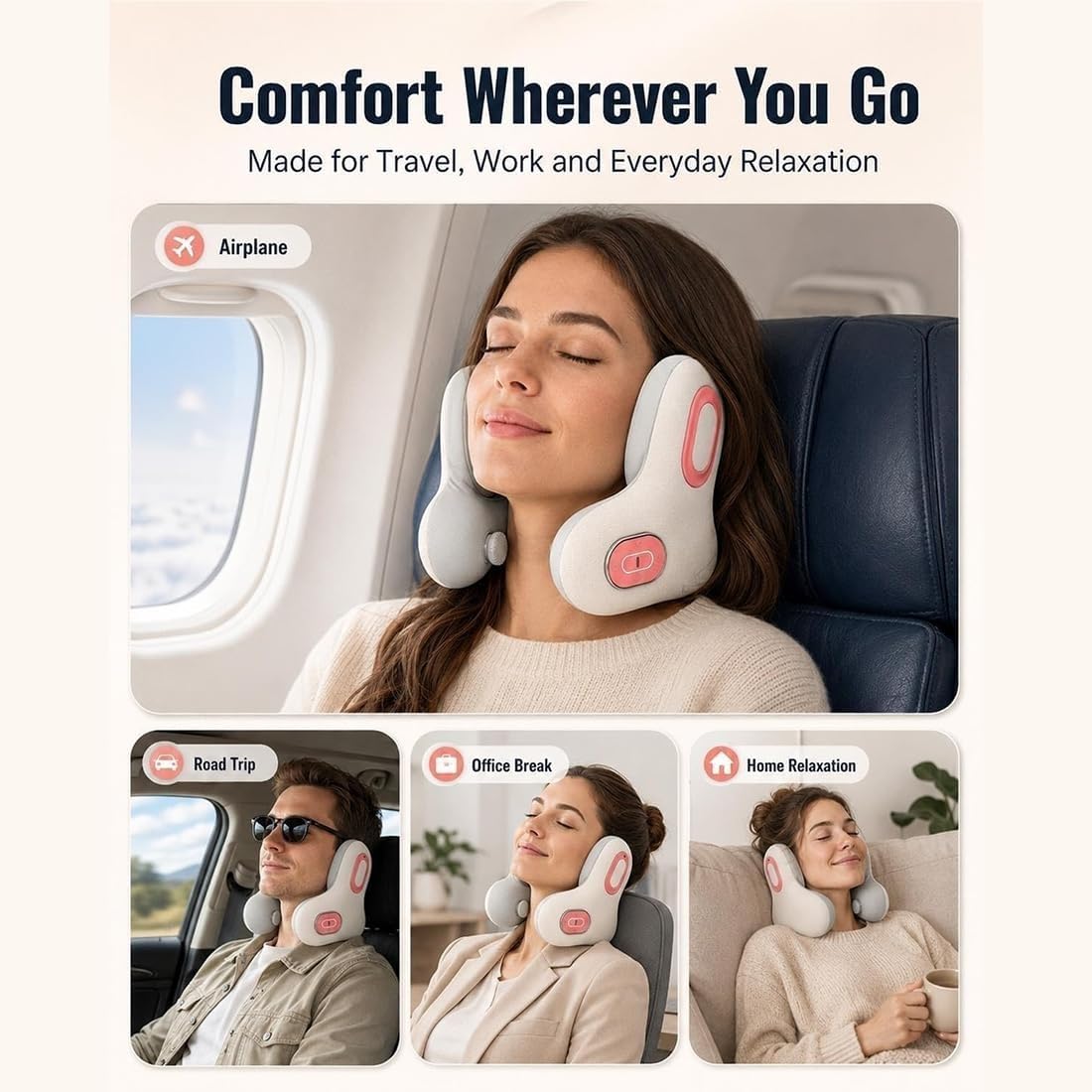 Almohada de Viaje Musical 3 en 1 Bluetooth con Calor y Masaje