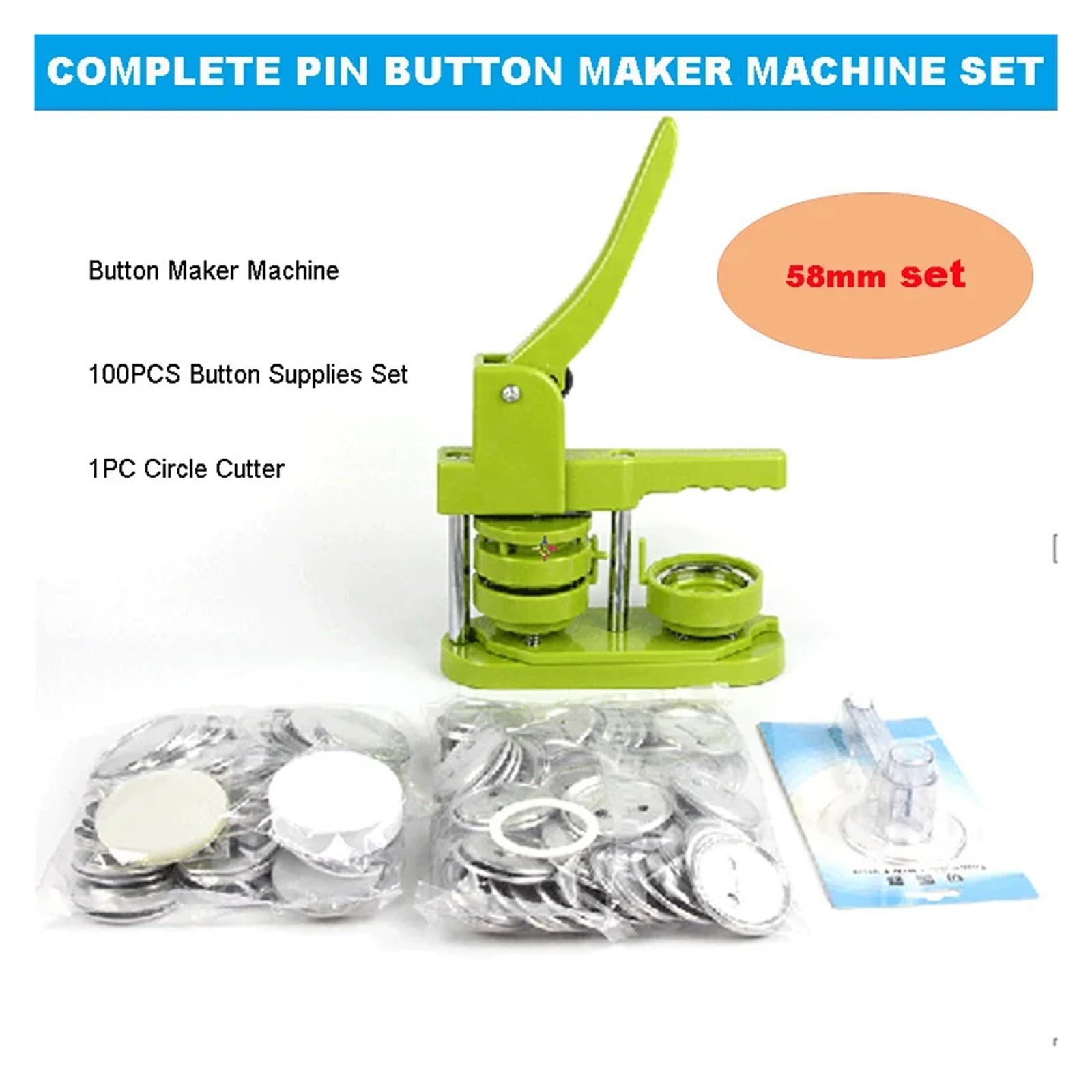 Badge Button Maker Machine DIY Pin Button Maker Badge Punch Press Che Fa Kit di Macchine 25mm 32mm 44mm 58mm Die Mould Badge Maker(58mm Set)