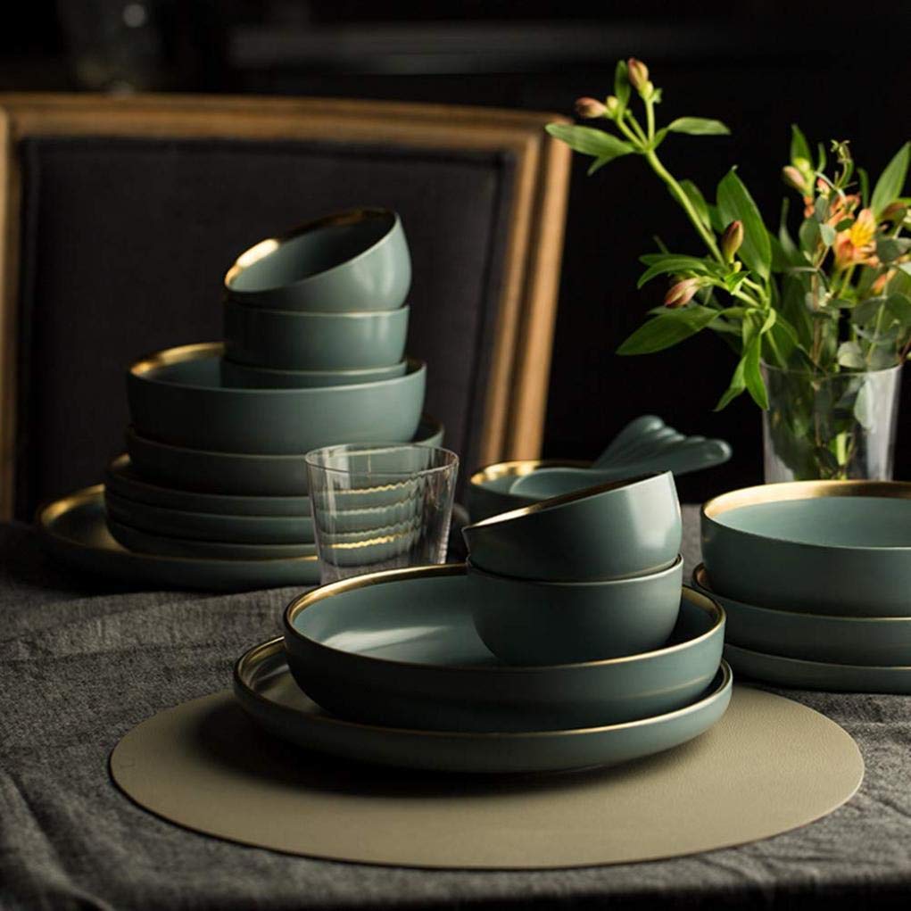 Ceramika zastawa stołowa, szaro-niebieska ceramiczna zastawa stołowa Phnom Penh połączenie matowego porcelanowego zestawu obiadowego nadaje się na bankietowe spotkanie rodzinne, 6 osób