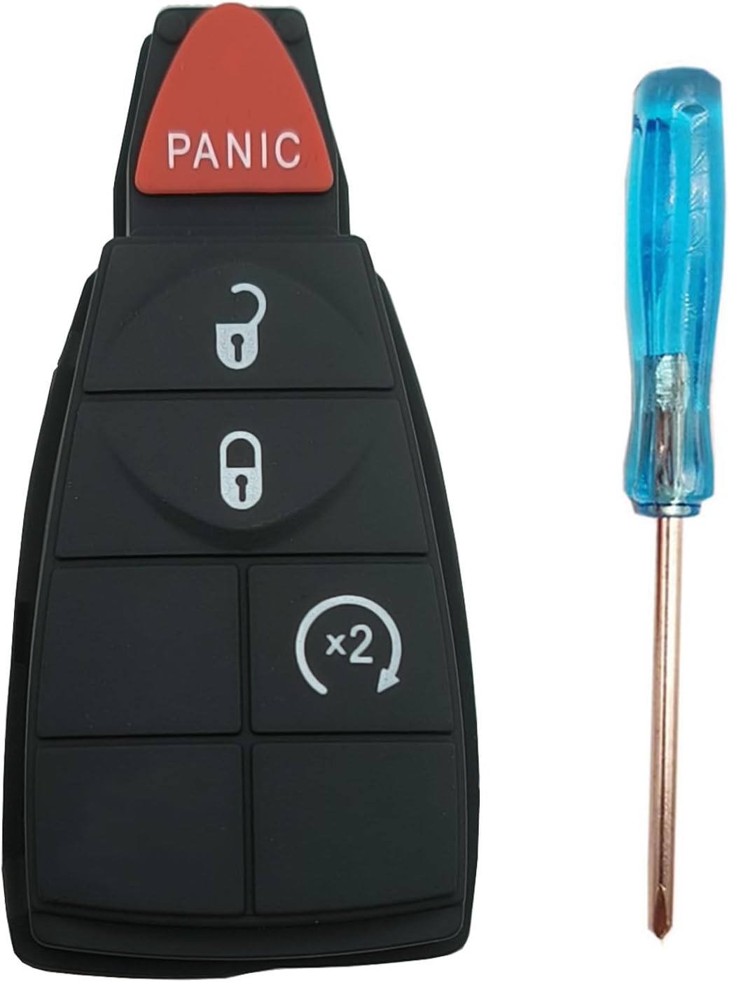 Key Fob Button Pad Replacement Fit for Dodge Ram 1500 Challenger Charger Durango Grand Caravan Journey Chrysler 300 Town Country Jeep Car Key Fob Cover Case Shell Insert Keypad(4 Buttons a, 1)