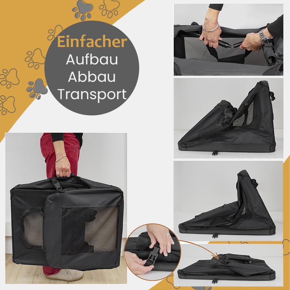 Petigi Składana torba transportowa dla psów, kotów, psów, dużych pudełek, 7 rozmiarów, 5 kolorów, kolor: czarny, rozmiar: XL (80 x 55 x 60 cm)