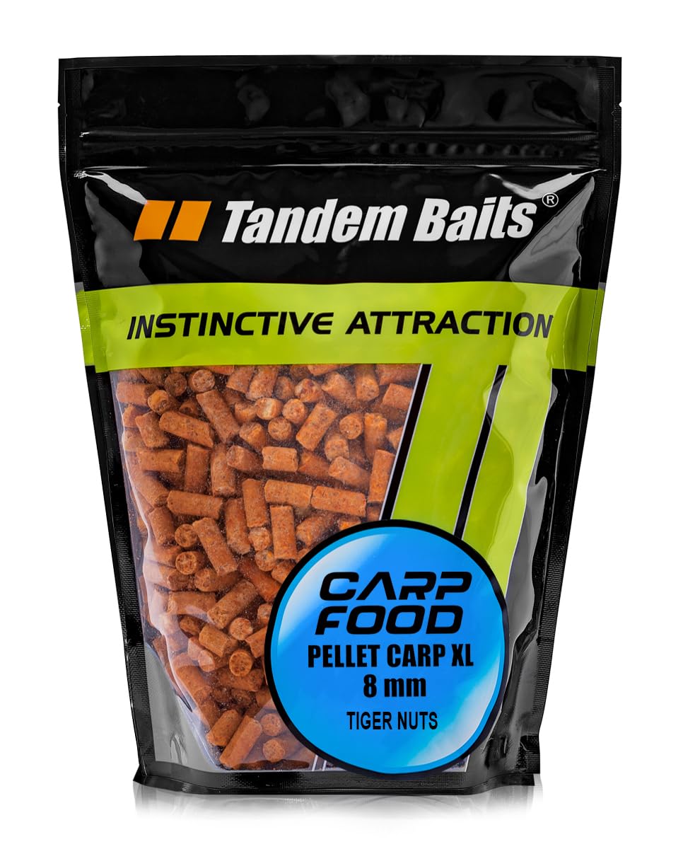 Tandem Baits Carp Food XL Pellet Tiger Nuts | Carp Pellets | Carp Fishing Pellet | Carp Fishing Bait | Carp Bait | Carp Fishing Accessories for Monster Fish 8mm 1kg