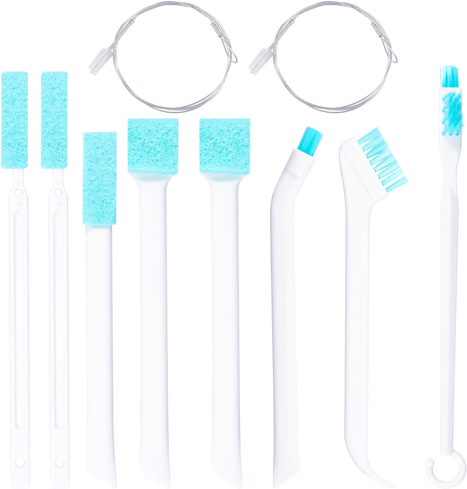 10PCS Ice Machine Cleaner Brush Set, Ice Machine Cleaning Tool, 2PCS Extra Long Pipe Drain Brush & 8PCS Small Crevice Brushes, Multipurpose Cleaning Brushes Set for Crevice Corner Tight Spaces