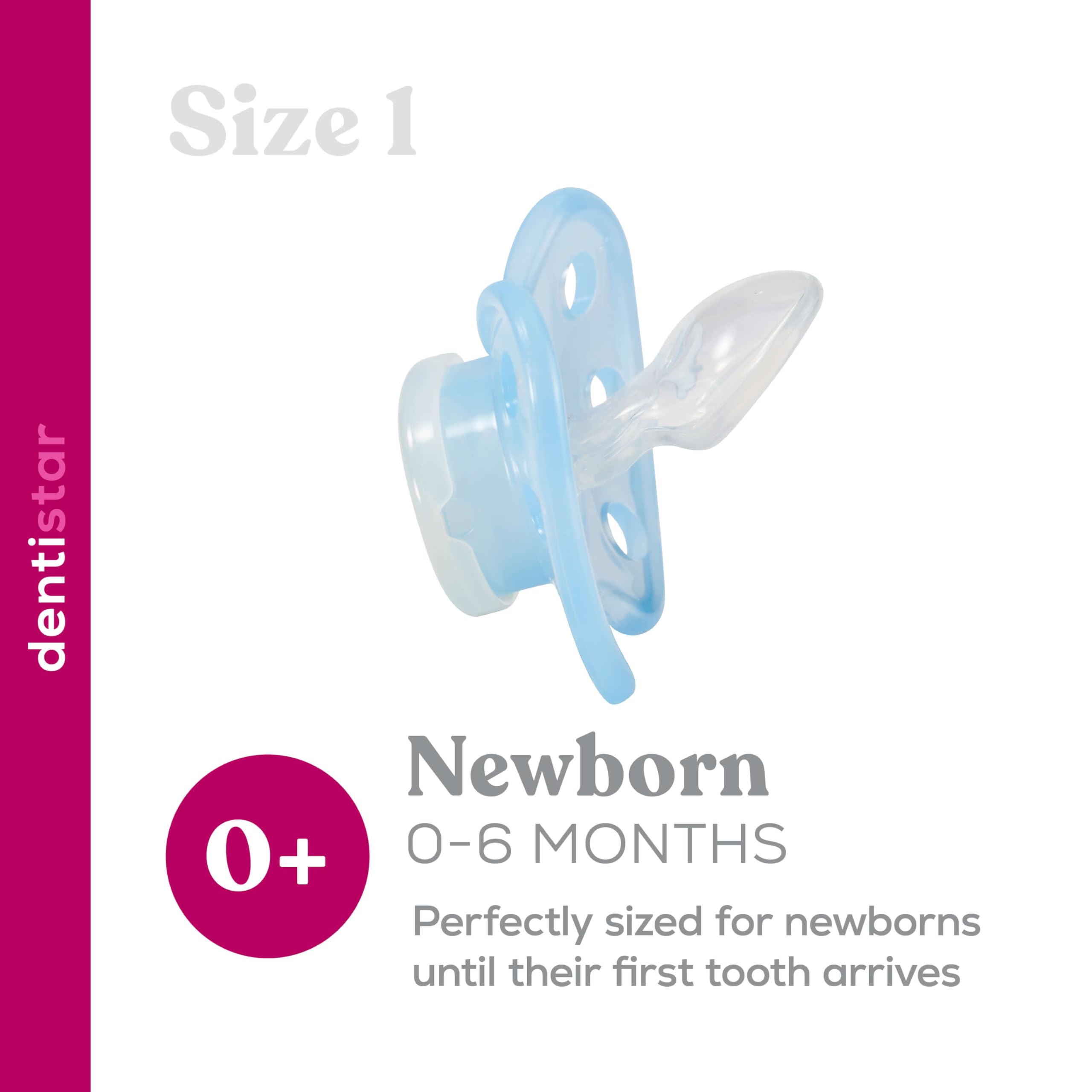 dentistar Night Silicone Soother Set of 3, Size 1, 0-6 Months, Silicone Soother with Dental Step, Glow in The Dark Baby Dummy - Image 4