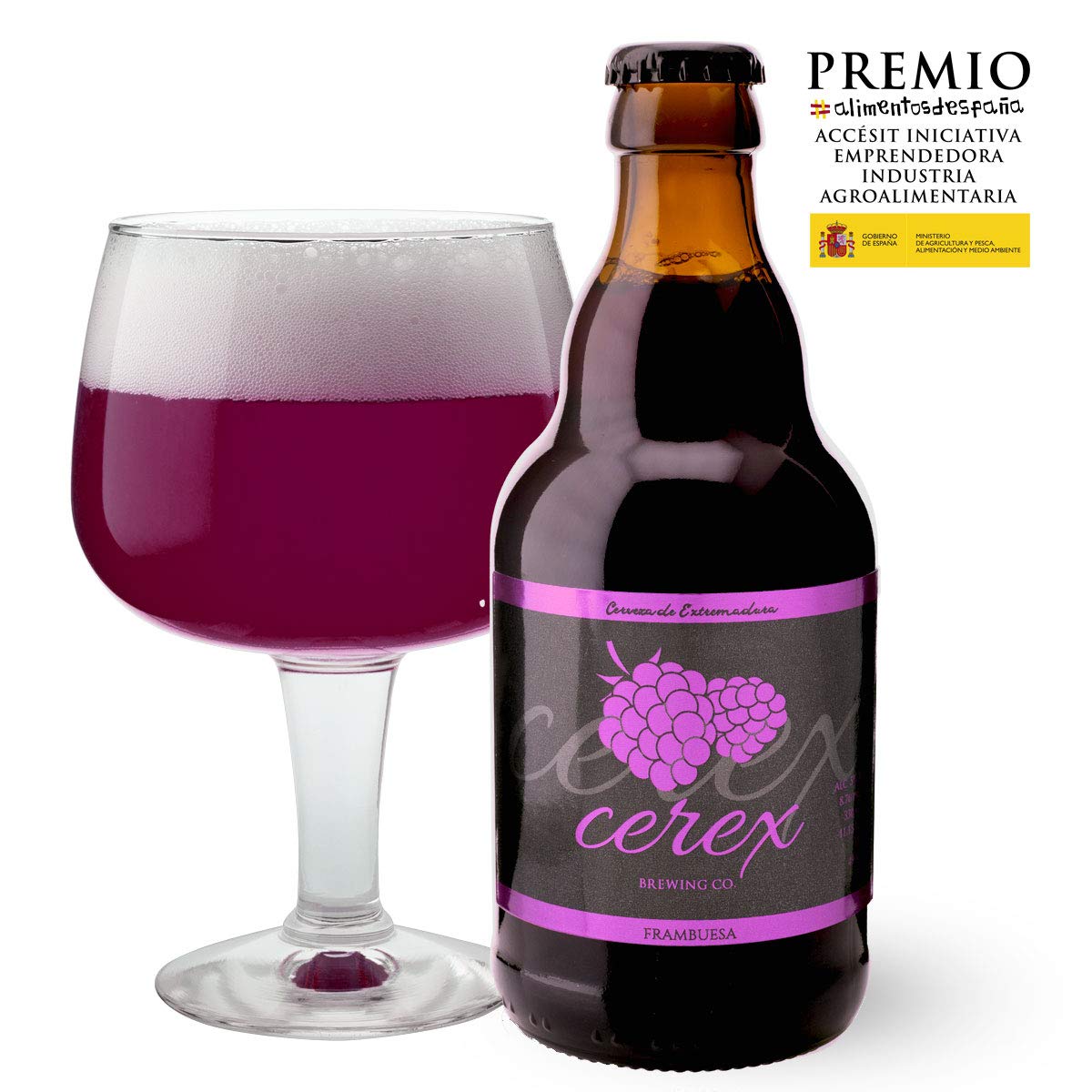 CEREX - Pack 12 cervezas artesanales Cerex 33 cl. - 2 Pilsen, 2 Ibérica de Bellota, 2 Castaña, 2 Cereza, 2 Andares, 2 Frambuesa - Mejor Cerveza Artesanal de España Premios"World Beer Awards 2017"