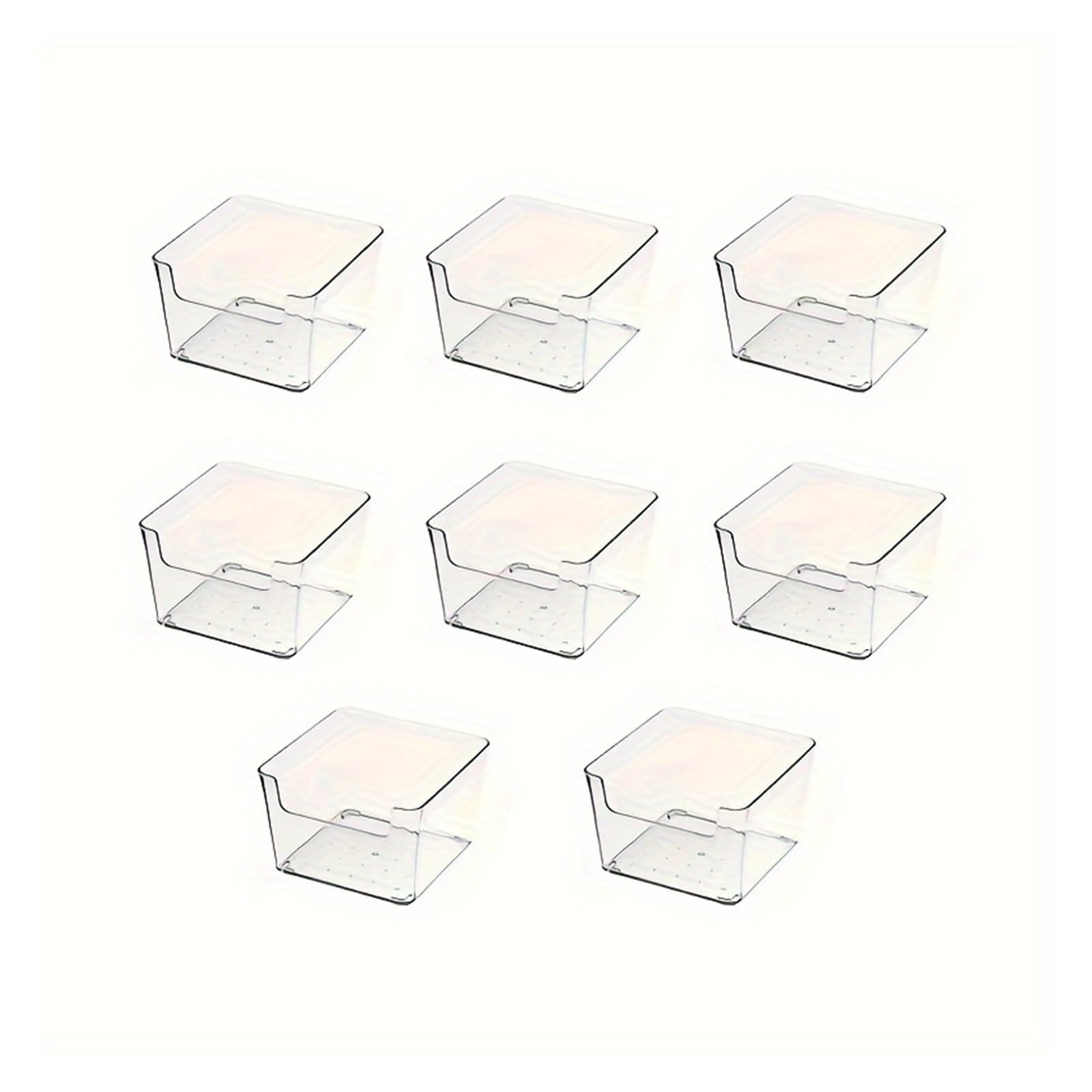 MJINA 1/3/6pcs Clear Plastic Storage Bins Drawer Storage Box For Tableware, Stationery Cosmetics, Snacks And Face Masks Sturdy Plastic(S 8 Pieces)