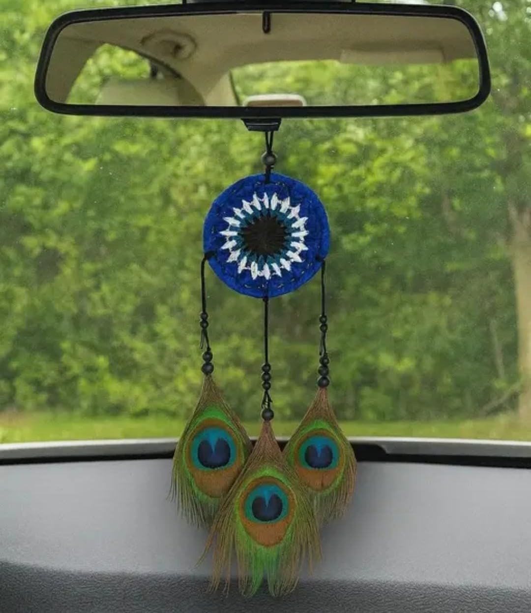 Mehruna Peacock Feather Wall Decor Dream Catcher for Bedroom, Living Room, Handicrafts Wall Hanging Items for Kids Room, Guest Room, Evil Eye Dreamcatcher Positive Energy (8Lx20Hcm)-image-38