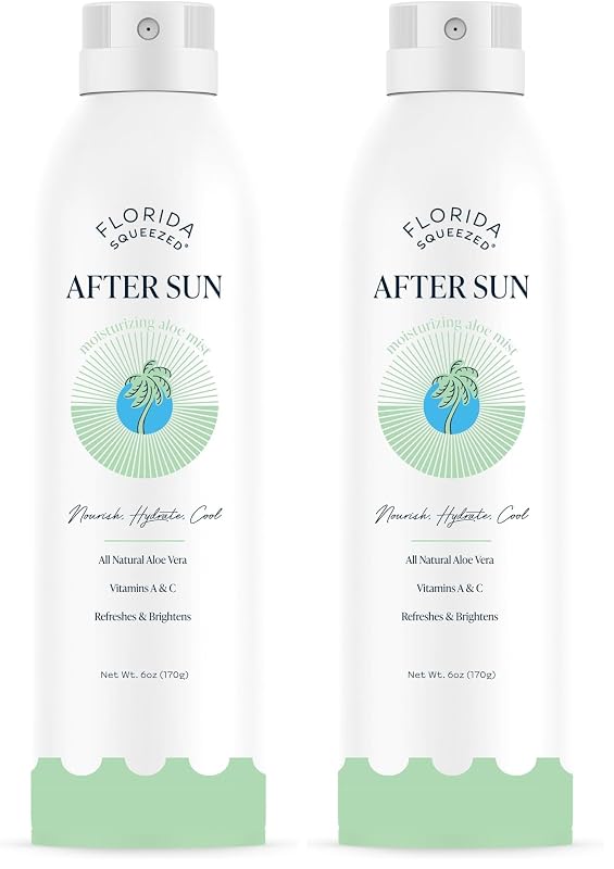 Spray pós-sol Florida Squeezed com aloe vera, vitaminas A e C, Pacote com 2