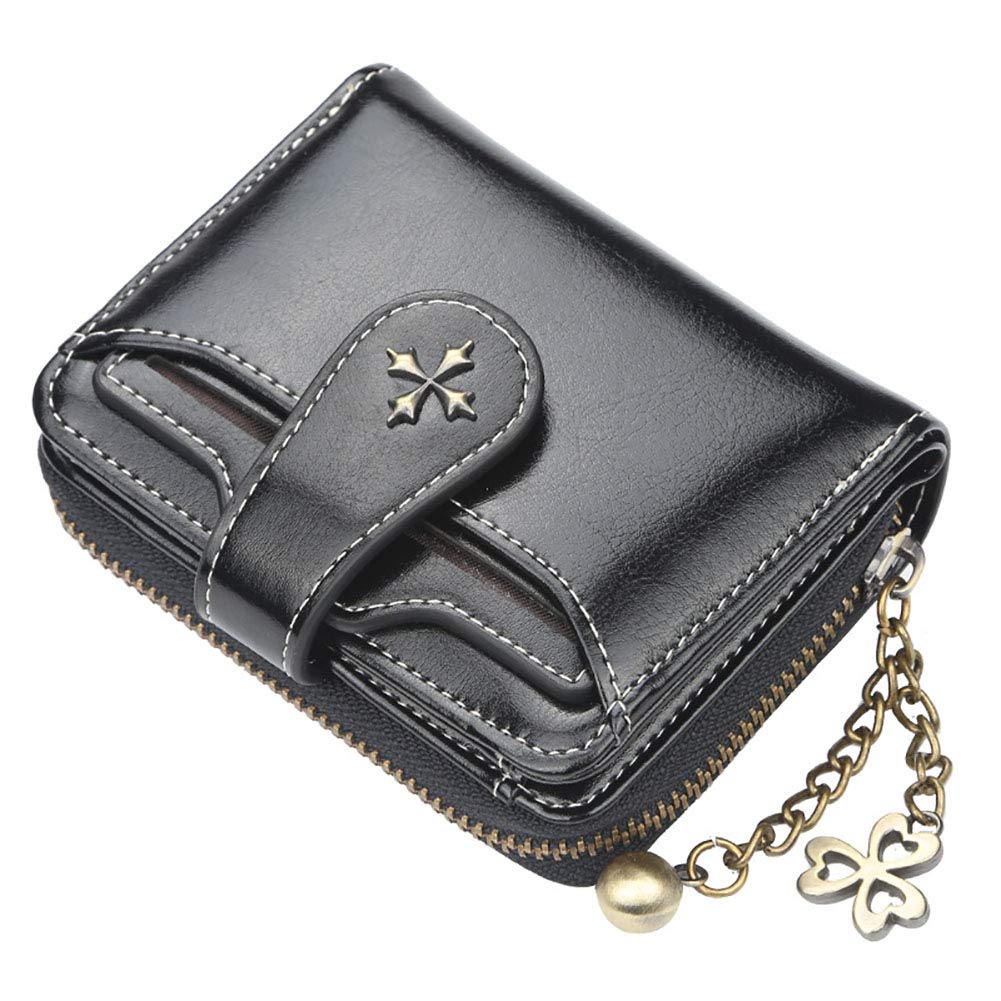 Leather Credit Card Wallet with Zipper, Leather Credit Card Holder Case Coin Purse