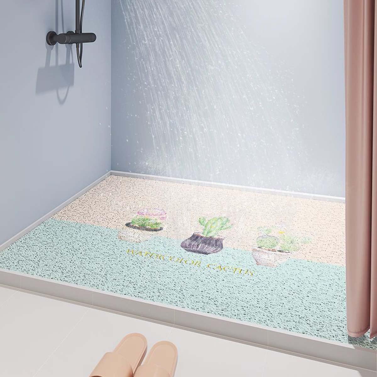Tapis de douche antidérapant en luffa grand tapis de salle de bain lavable