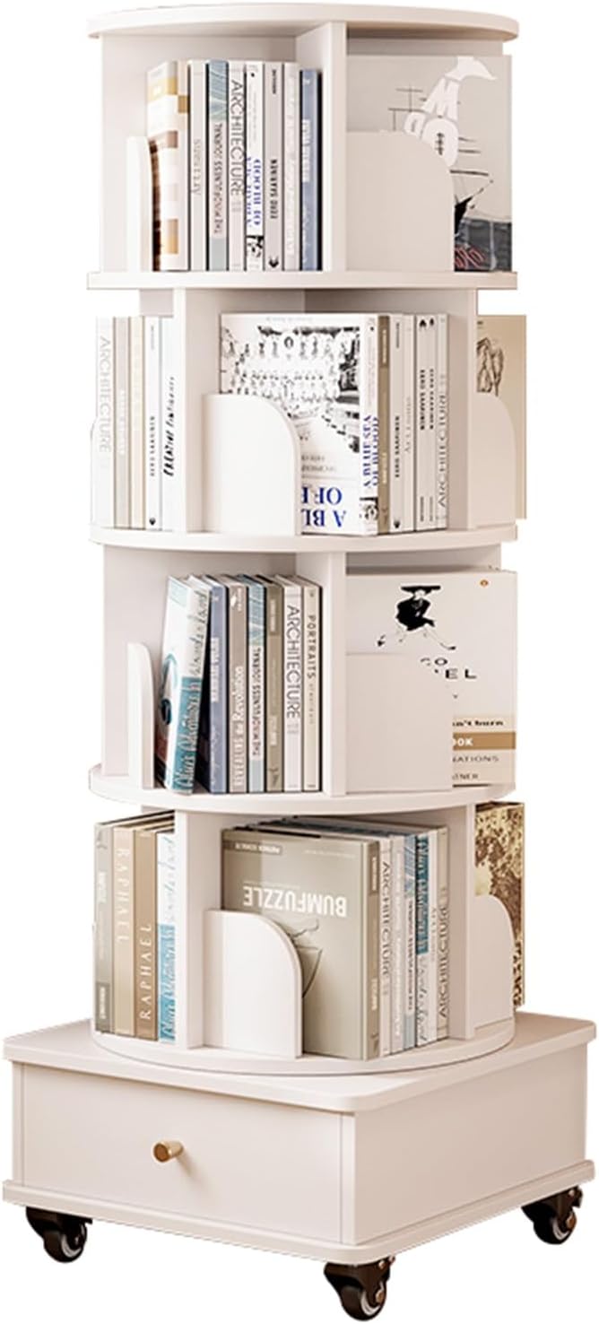 Rotating Floorstanding Bookcase, Narrow Corner Bookcase for Modern