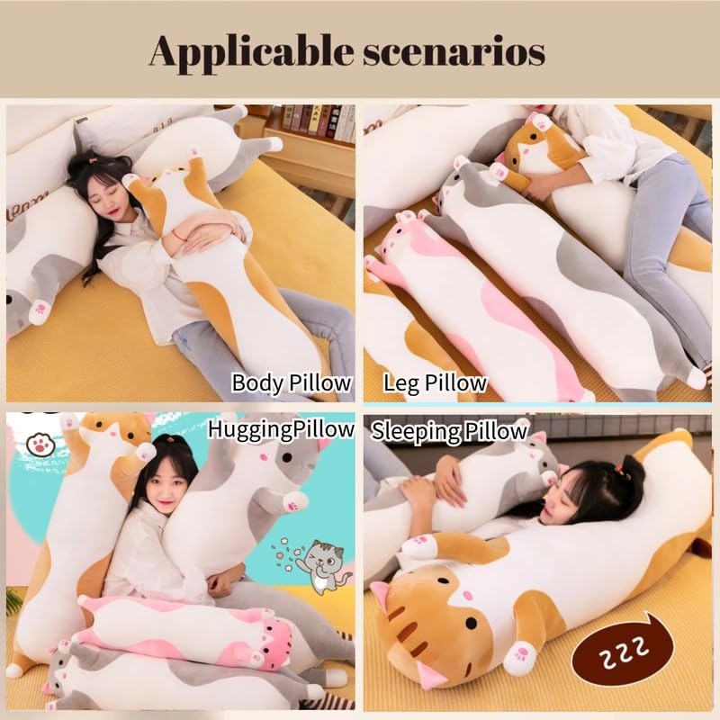 Kekeso Long cat plush Pillow, Soft & Cuddly Cat Plush Pillows, Large Cat-Themed Body Pillows, for Birthdays Christmas - Image 4