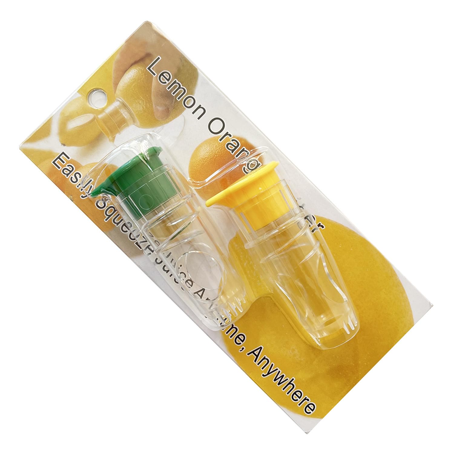 2Pcs Mini Lemon Squeezer, Compact Handheld Lemon Juicer with Lid & Built In Filter Screen, Small Manual Juicer for Lemon, Lime & Cocktails (Green+Yellow)