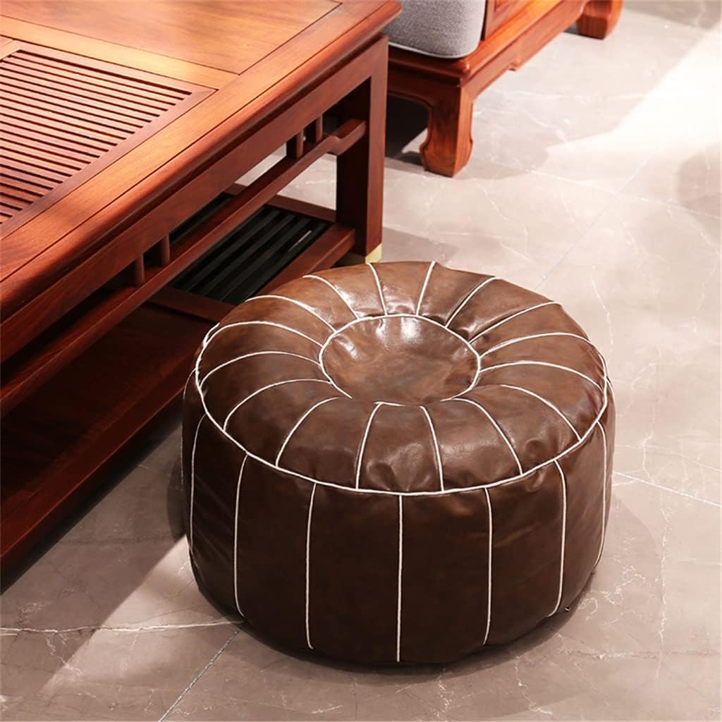 Tabouret ottoman en cuir PU 50x30 cm noir pour salon scandinave