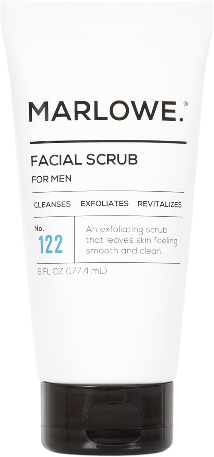 MARLOWE. No. 122 Men’s Facial Scrub 6 oz | Improved Formula | Light Daily Exfoliating Face Cleanser | Fresh Sandalwood Scent | Made with Natural Ingredients