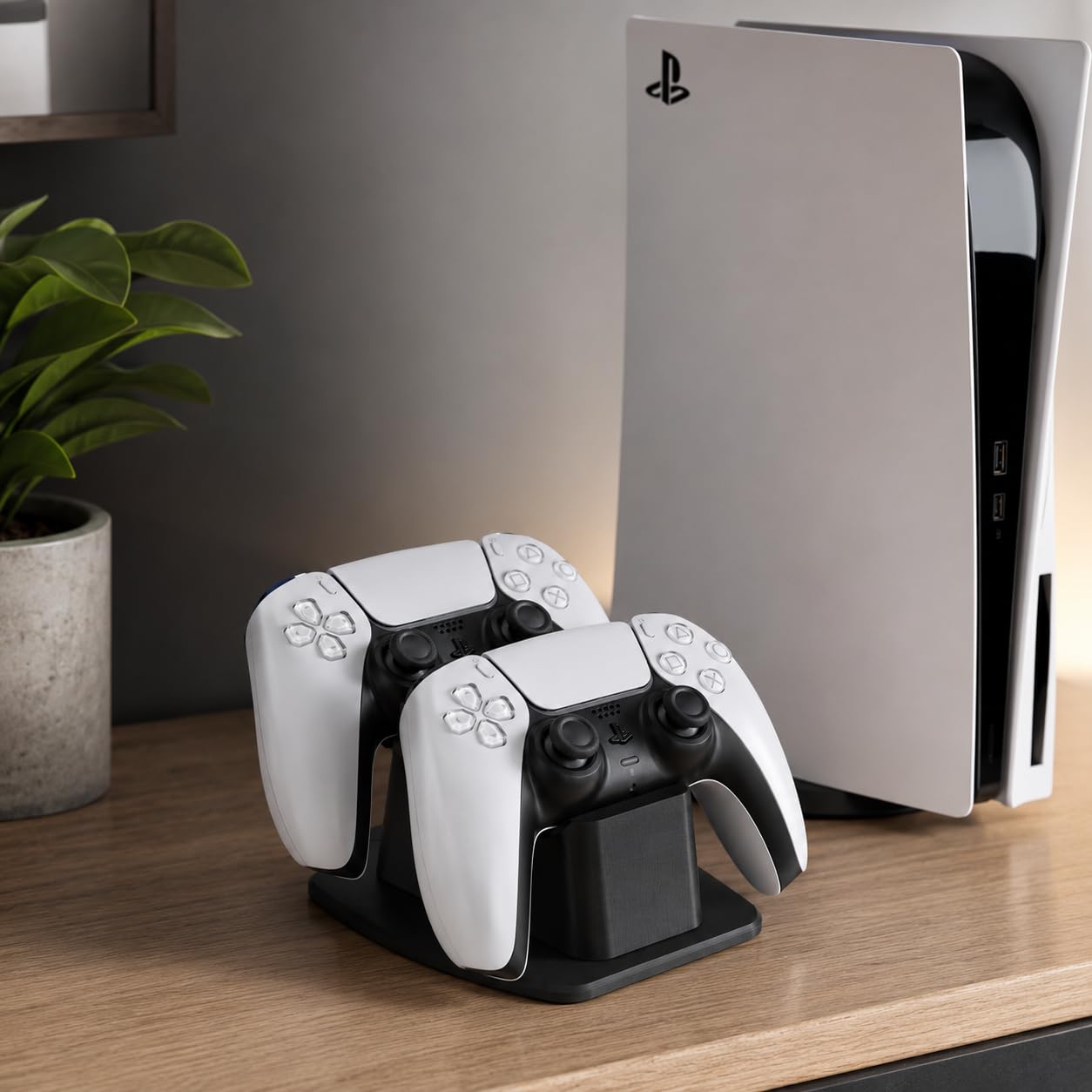 Chidori Dual Controller Stand – Compatible with PS5, PS4 & Xbox Controllers | Tabletop Gaming Desk Organizer | Black-image-49